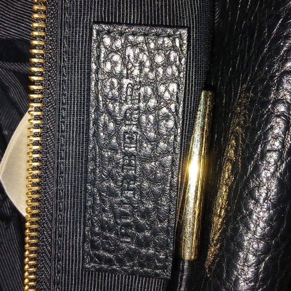 BURBERRY NWOT Auth Large Handbag Bag Satchel Lock & Key Black Pebbled Leather - Picture 9 of 9